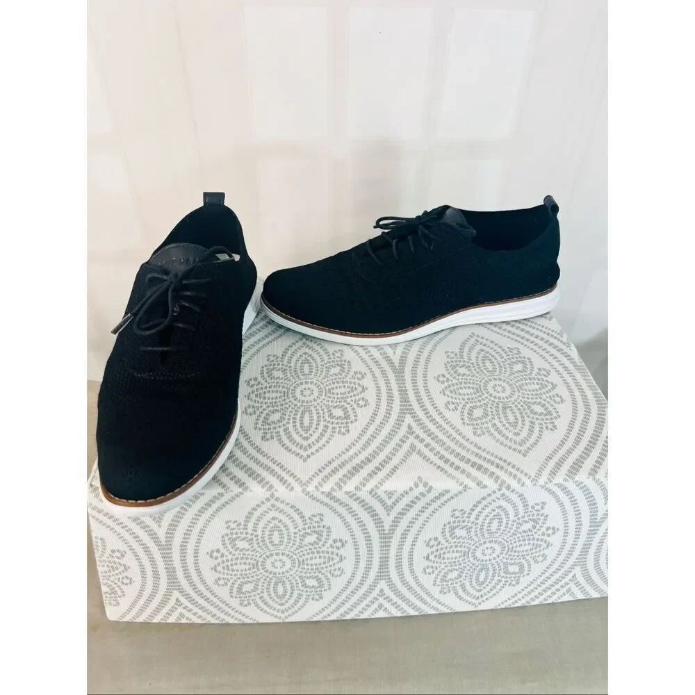 Cole Haan Black Flyknit Original Grand Stitchlite Wingtip Oxford Shoe Size 11